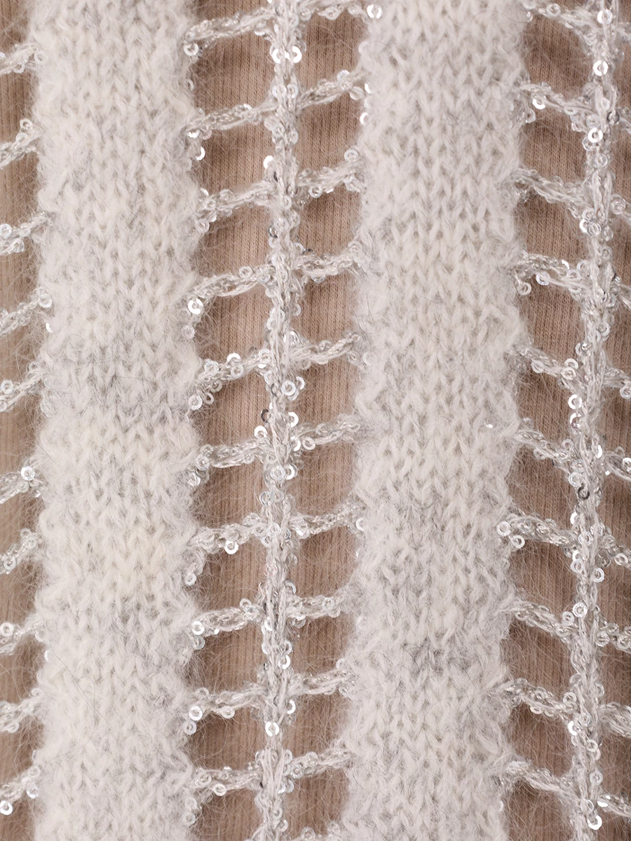 Пуловер Dazzling Net из шерсти и мохера BRUNELLO CUCINELLI MCM510612P CXL37 Серый  Фото 6