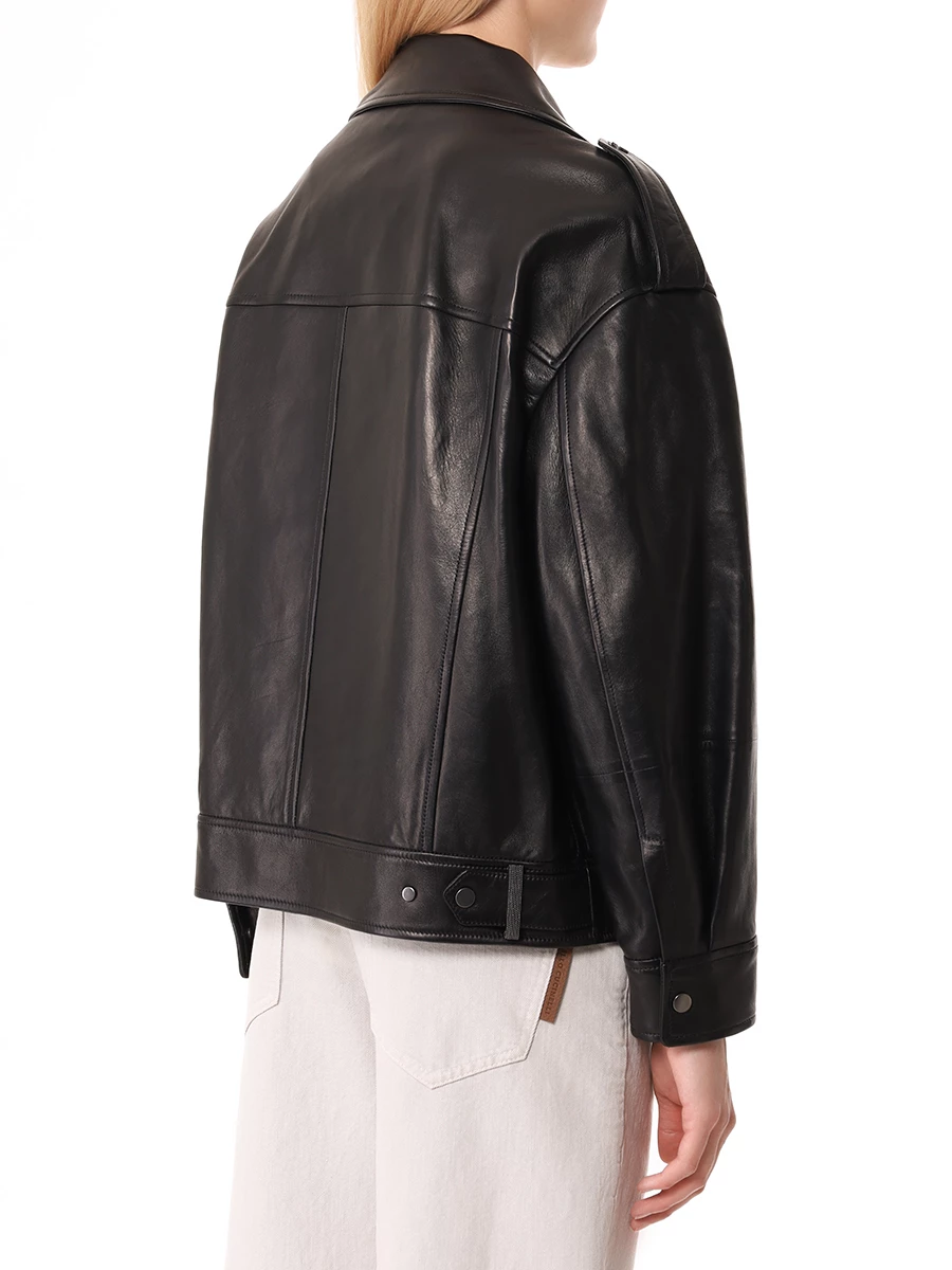 Куртка кожаная BRUNELLO CUCINELLI MPNGI7993P C101 Черный  Фото 3