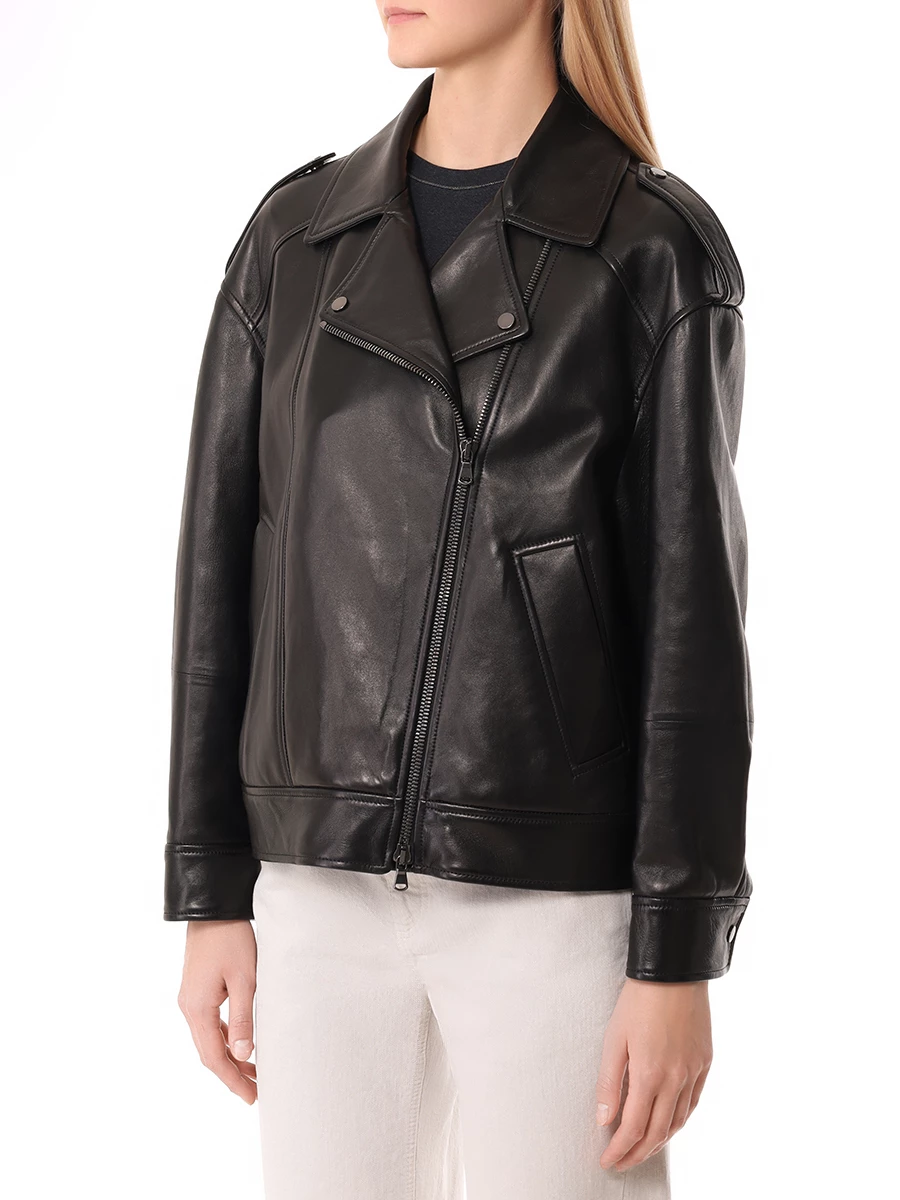 Куртка кожаная BRUNELLO CUCINELLI MPNGI7993P C101 Черный  Фото 4