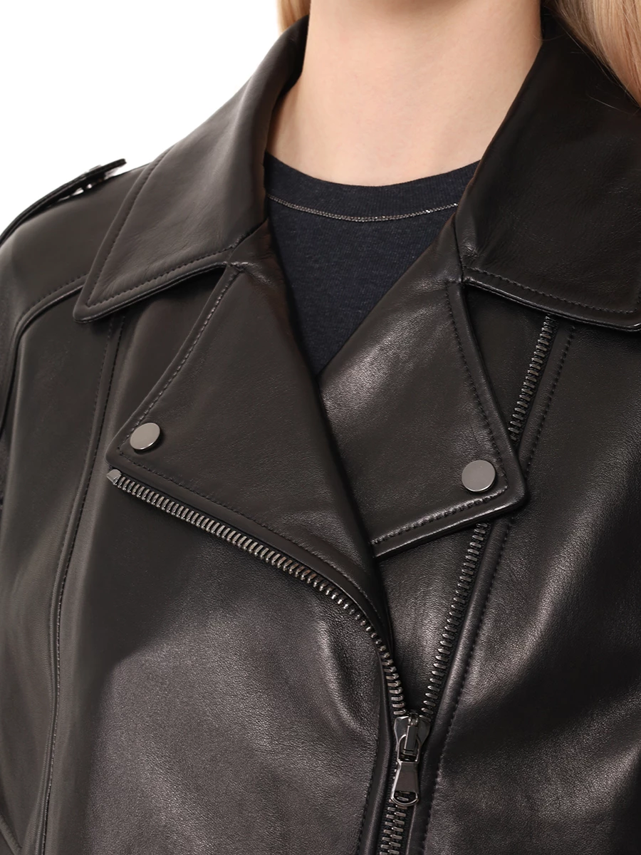 Куртка кожаная BRUNELLO CUCINELLI MPNGI7993P C101 Черный  Фото 5