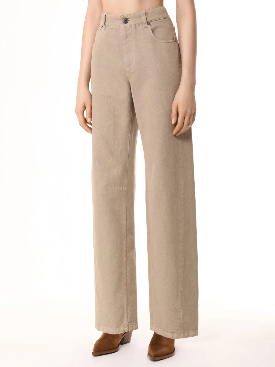 Джинсы из хлопка и вискозы BRUNELLO CUCINELLI MP176P5922 C8690 Бежевый  Фото 4