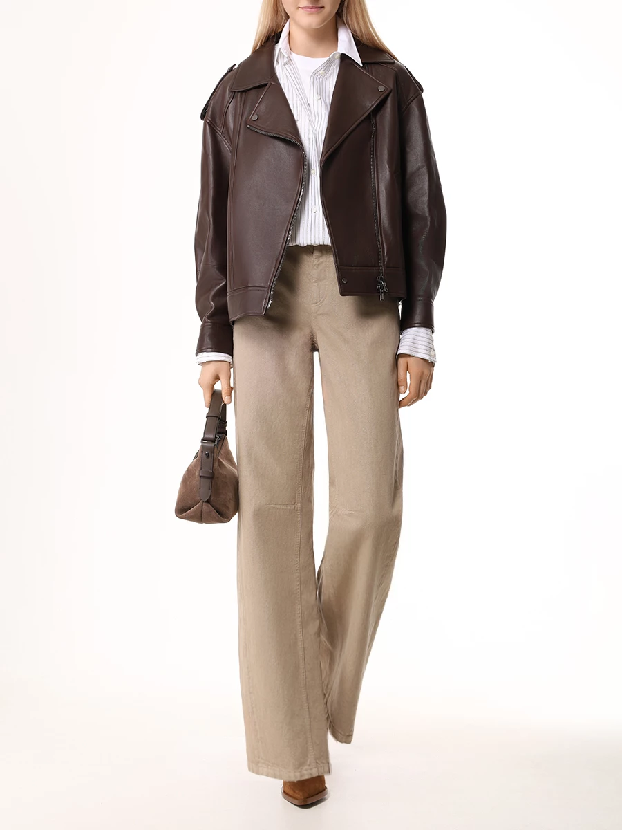 Джинсы из хлопка и вискозы BRUNELLO CUCINELLI MP176P5922 C8690 Бежевый  Фото 2