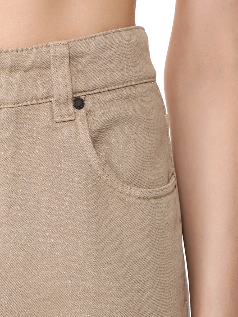 Джинсы из хлопка и вискозы BRUNELLO CUCINELLI MP176P5922 C8690 Бежевый  Фото 5