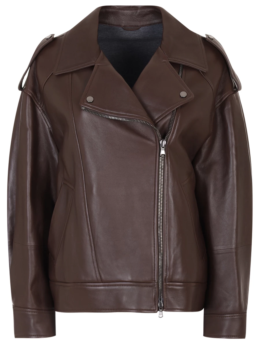 Куртка кожаная BRUNELLO CUCINELLI MPNGI7993P C9106 Коричневый 