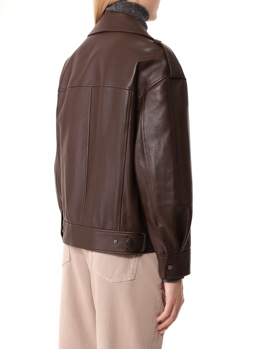 Куртка кожаная BRUNELLO CUCINELLI MPNGI7993P C9106 Коричневый  Фото 3