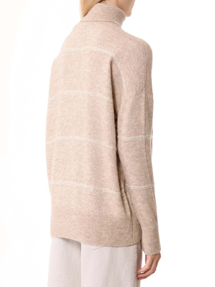 Свитер с пайетками BRUNELLO CUCINELLI MSP710603P CGA83 Бежевый  Фото 3