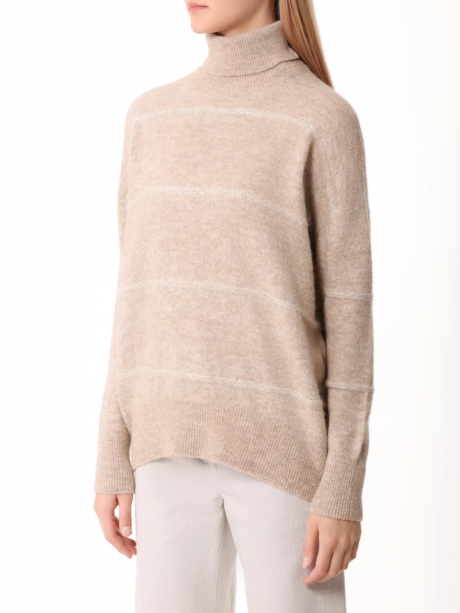 Свитер с пайетками BRUNELLO CUCINELLI MSP710603P CGA83 Бежевый  Фото 4