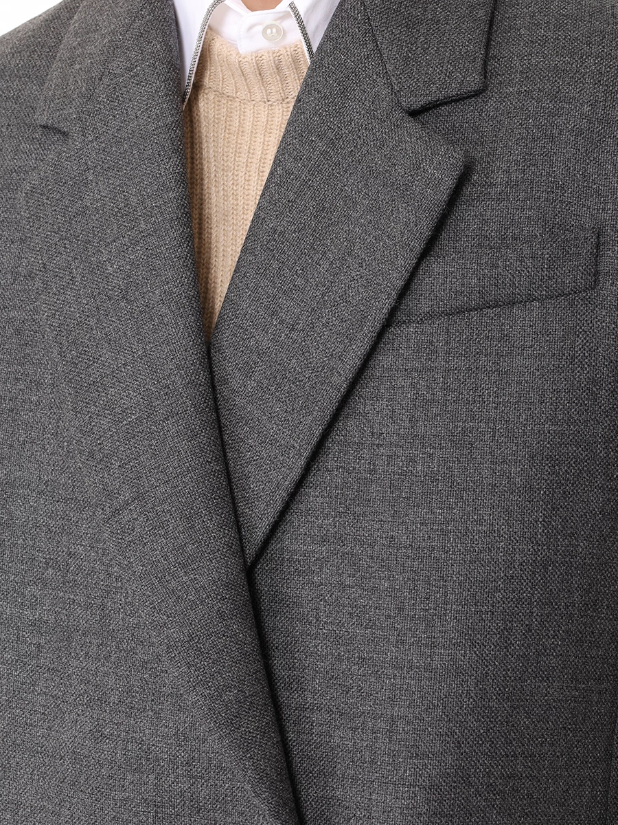 Пальто шерстяное BRUNELLO CUCINELLI MD573986P C002 Серый  Фото 5