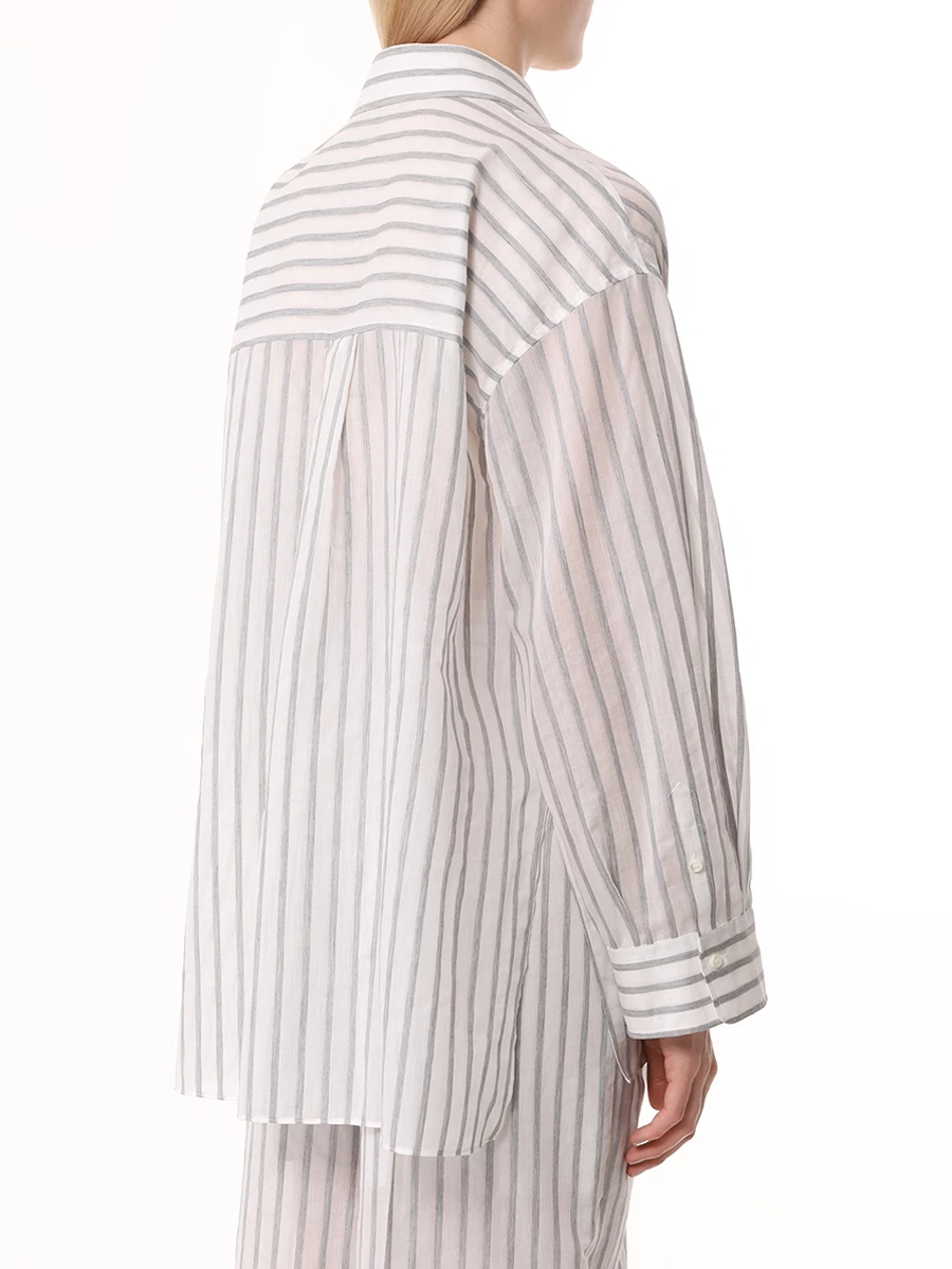 Рубашка из хлопка и шелка BRUNELLO CUCINELLI MP775MH666 C005 Серый  Фото 3