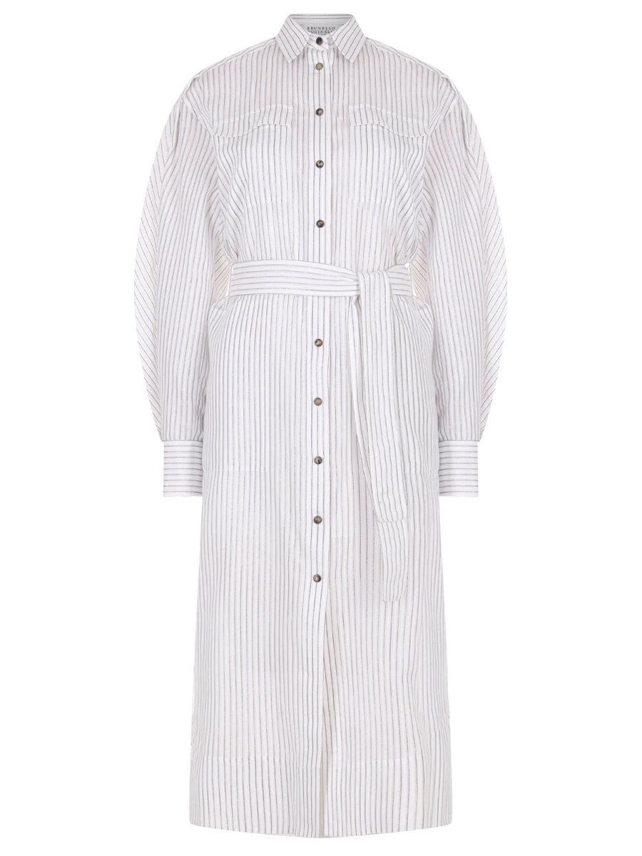 Платье-рубашка хлопковое BRUNELLO CUCINELLI MP781AMG21 C750 Белый 