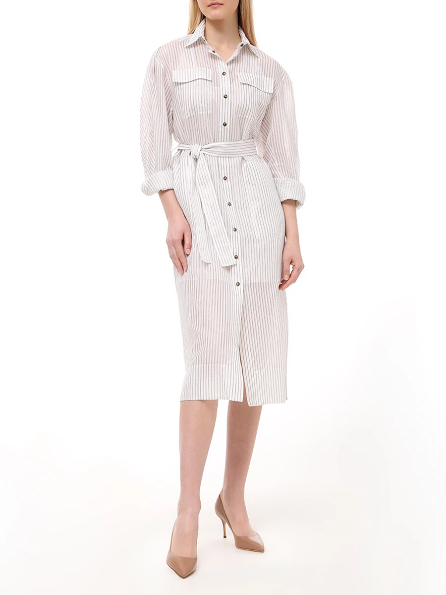 Платье-рубашка хлопковое BRUNELLO CUCINELLI MP781AMG21 C750 Белый  Фото 2