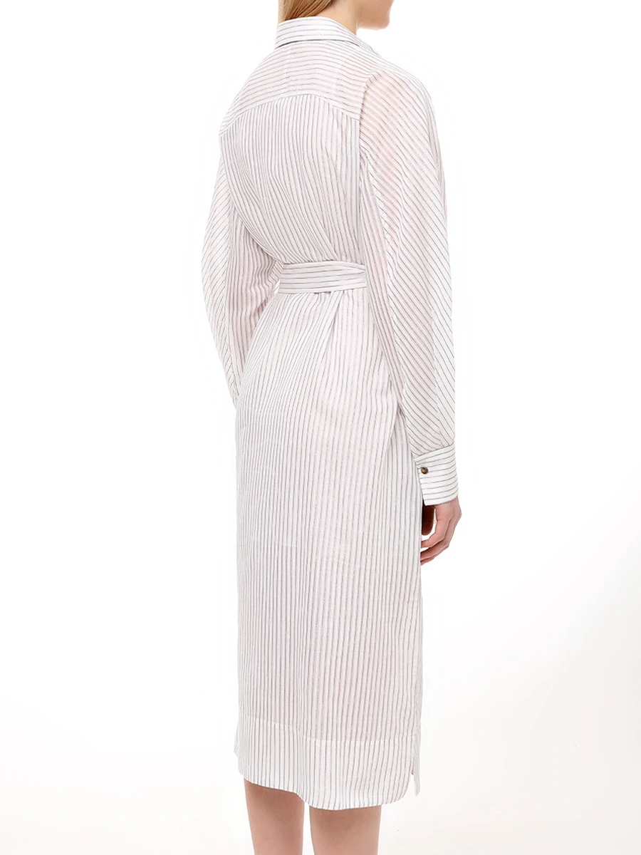 Платье-рубашка хлопковое BRUNELLO CUCINELLI MP781AMG21 C750 Белый  Фото 3