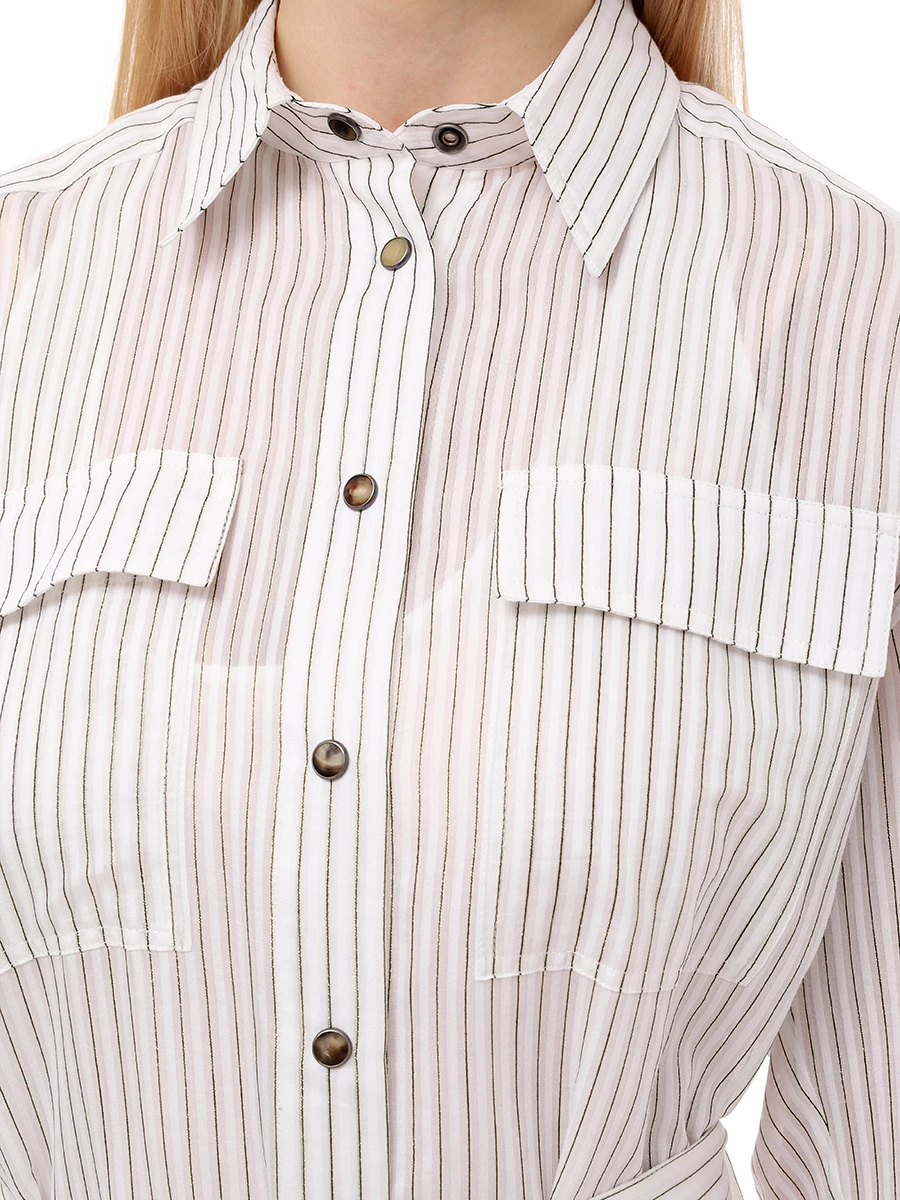 Платье-рубашка хлопковое BRUNELLO CUCINELLI MP781AMG21 C750 Белый  Фото 5