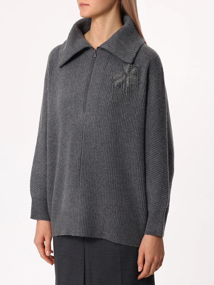 Свитер кашемировый BRUNELLO CUCINELLI M12709904P C079 Темно- Серый  Фото 4