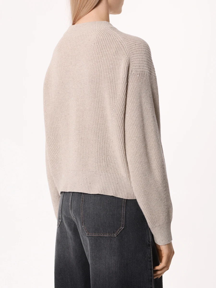 Джемпер из кашемира и шерсти BRUNELLO CUCINELLI MBM756900P C505 Бежевый  Фото 3