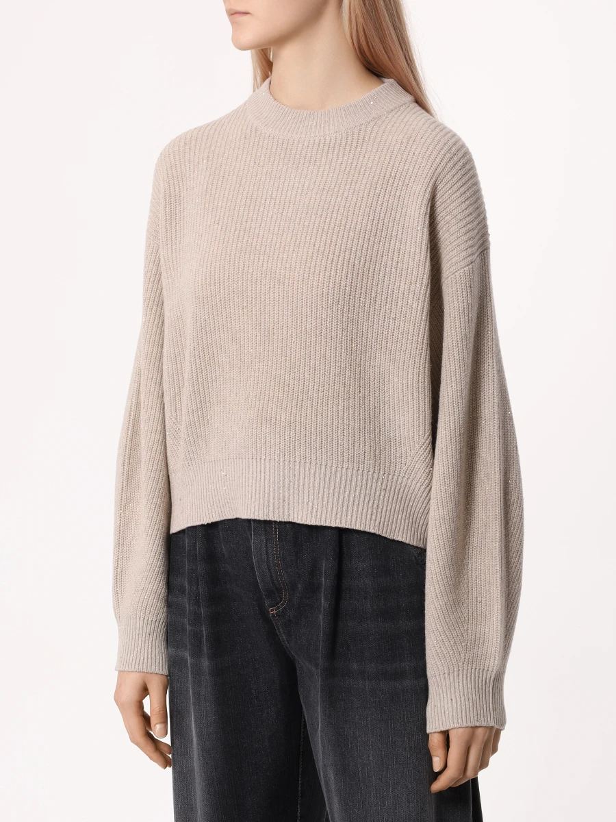 Джемпер из кашемира и шерсти BRUNELLO CUCINELLI MBM756900P C505 Бежевый  Фото 4