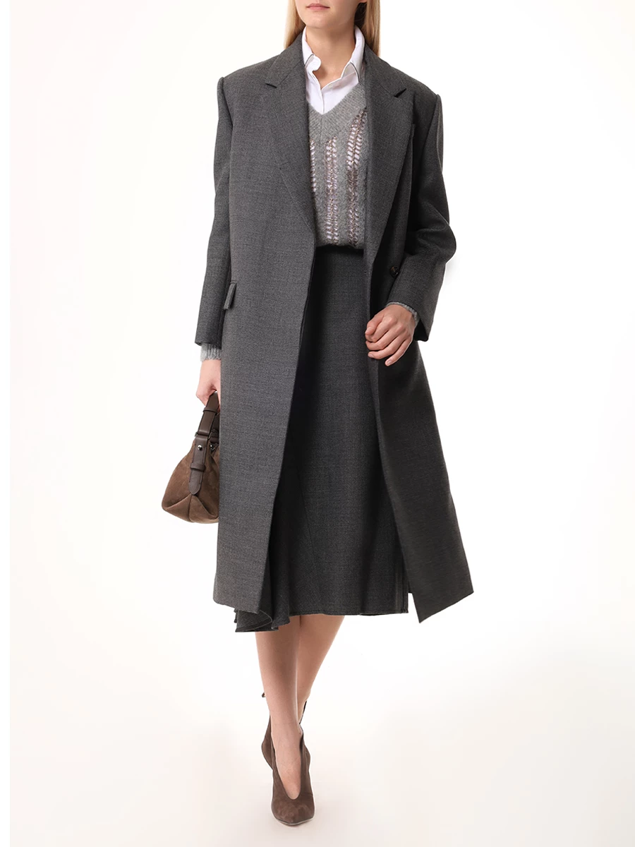 Пуловер Dazzling Net из шерсти и мохера BRUNELLO CUCINELLI MCM510612P CYT56 Серый  Фото 2