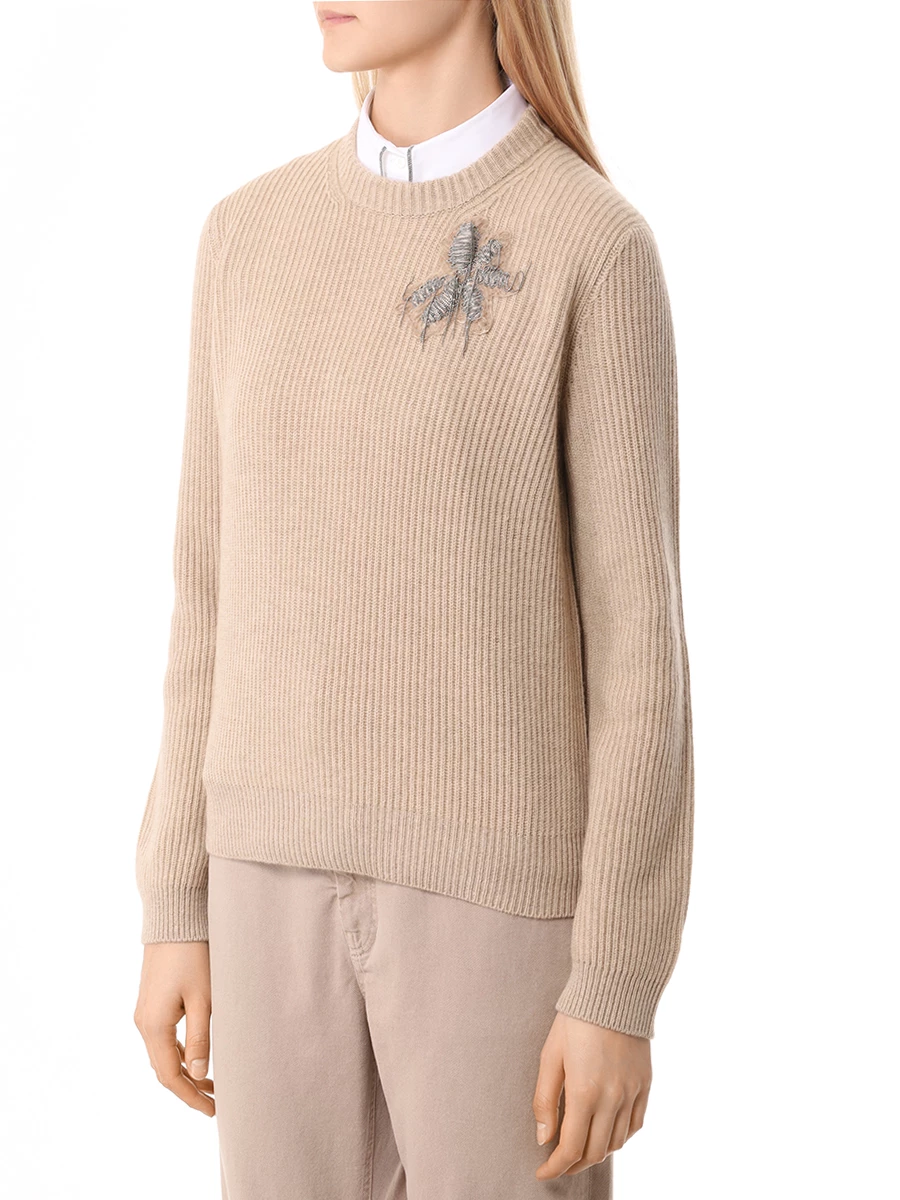 Джемпер кашемировый BRUNELLO CUCINELLI M12709900P C059 Бежевый  Фото 4