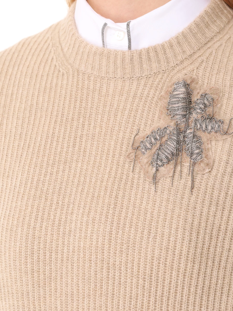 Джемпер кашемировый BRUNELLO CUCINELLI M12709900P C059 Бежевый  Фото 5