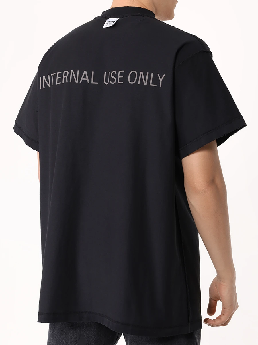 Футболка хлопковая BALENCIAGA 787358 TQVU2 1083 Принт  Фото 3