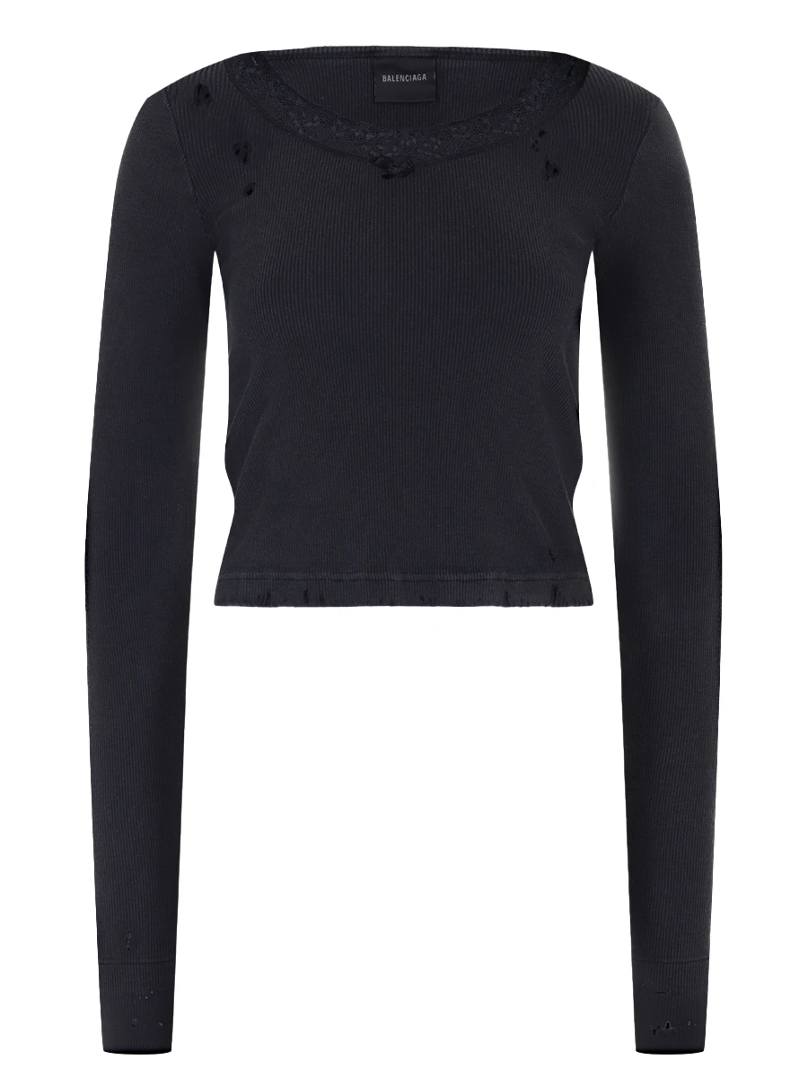 Топ хлопковый BALENCIAGA 791778 TQVE1 1055 Серый 