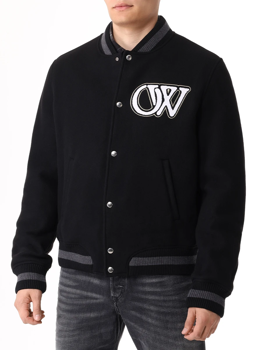Бомбер шерстяной OFF-WHITE OMEH053C99FAB002 1001 Черный  Фото 4