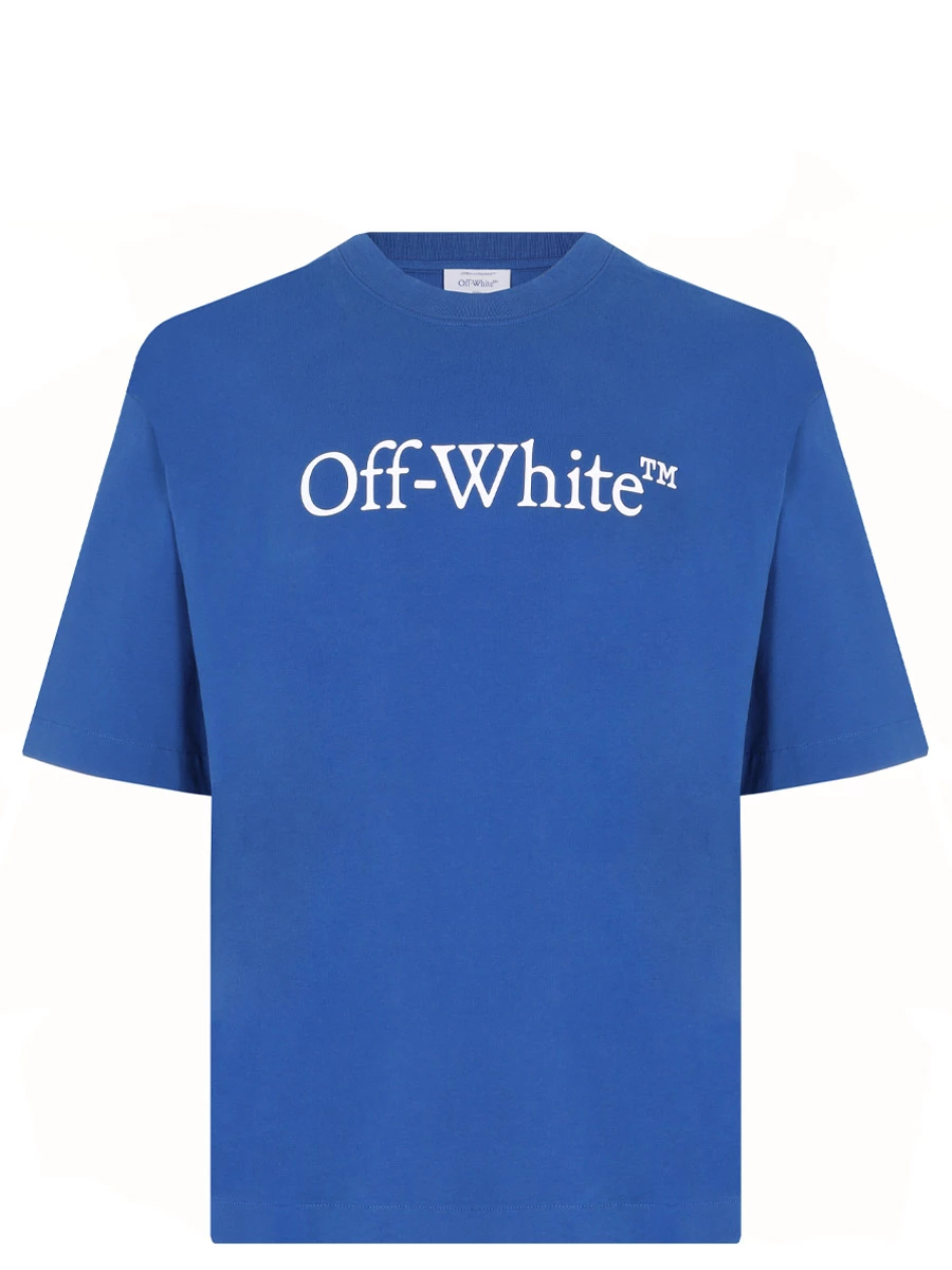 Футболка хлопковая OFF-WHITE OMAA120F24JER002 4501 Синий 