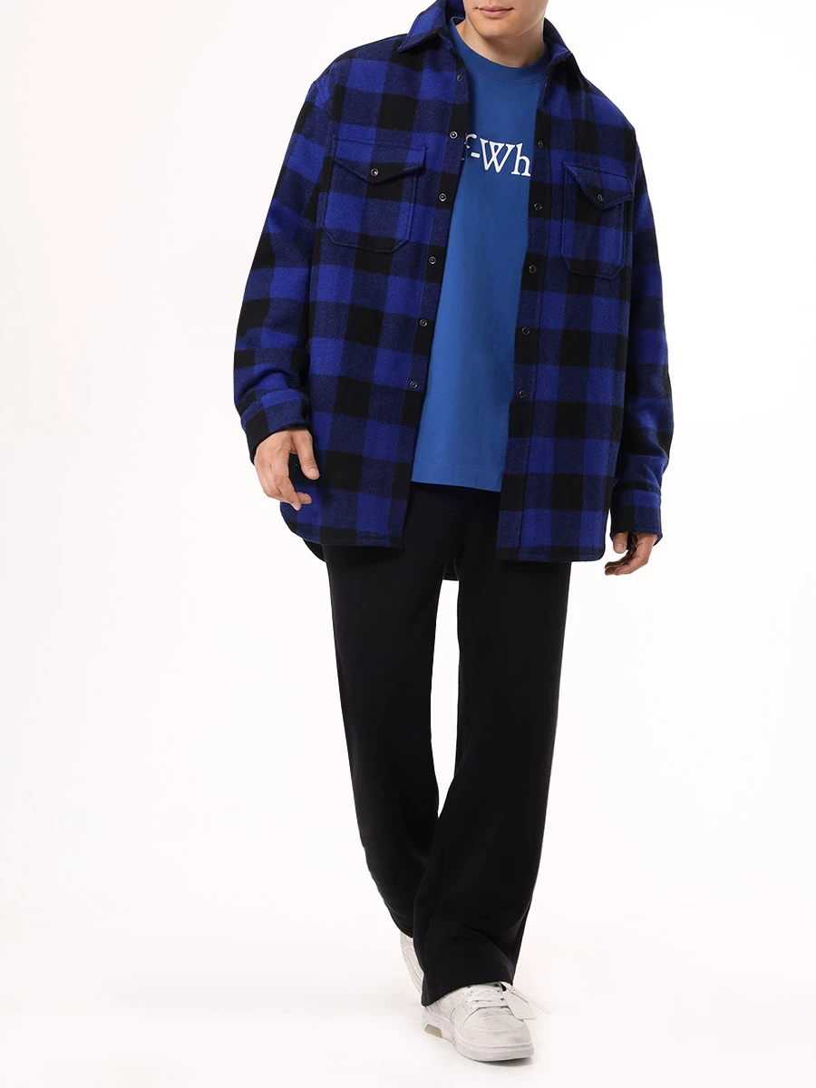 Футболка хлопковая OFF-WHITE OMAA120F24JER002 4501 Синий  Фото 2