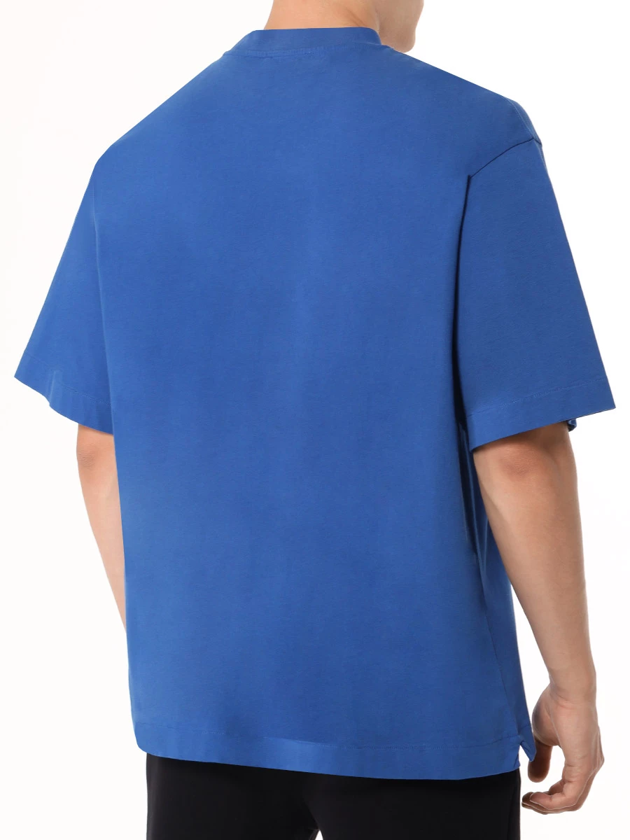 Футболка хлопковая OFF-WHITE OMAA120F24JER002 4501 Синий  Фото 3