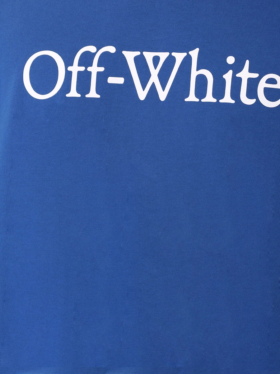 Футболка хлопковая OFF-WHITE OMAA120F24JER002 4501 Синий  Фото 5
