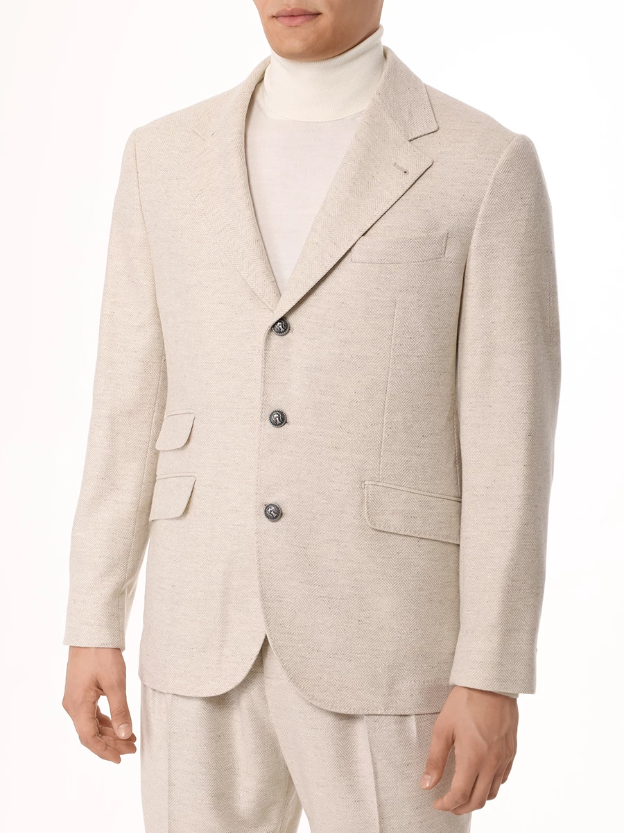 Костюм шерстяной BRUNELLO CUCINELLI MY451LDWMK C810 Бежевый  Фото 4