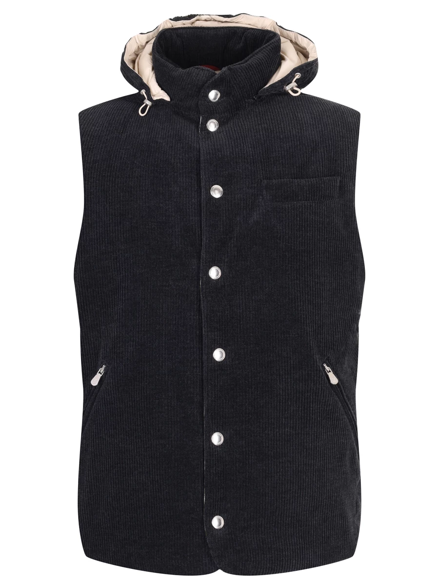 Жилет вельветовый BRUNELLO CUCINELLI MY4761775 CAD44 Темно- Синий 