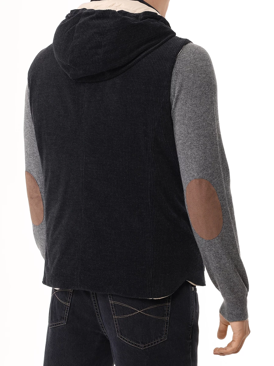 Жилет вельветовый BRUNELLO CUCINELLI MY4761775 CAD44 Темно- Синий  Фото 3