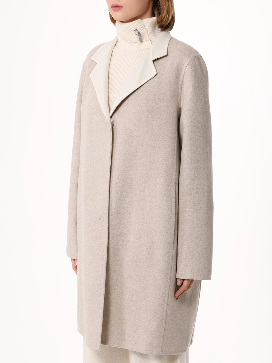 Пальто шерстяное MANZONI 24 24M507-DB1 Бежевый  Фото 4