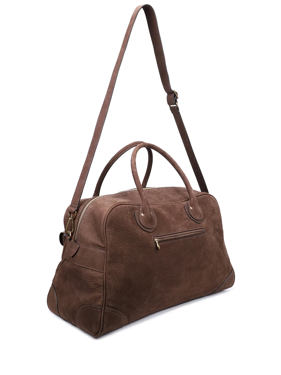Сумка из нубука Weekender BRUNELLO CUCINELLI MBEPU428 C1035 Коричневый  Фото 3
