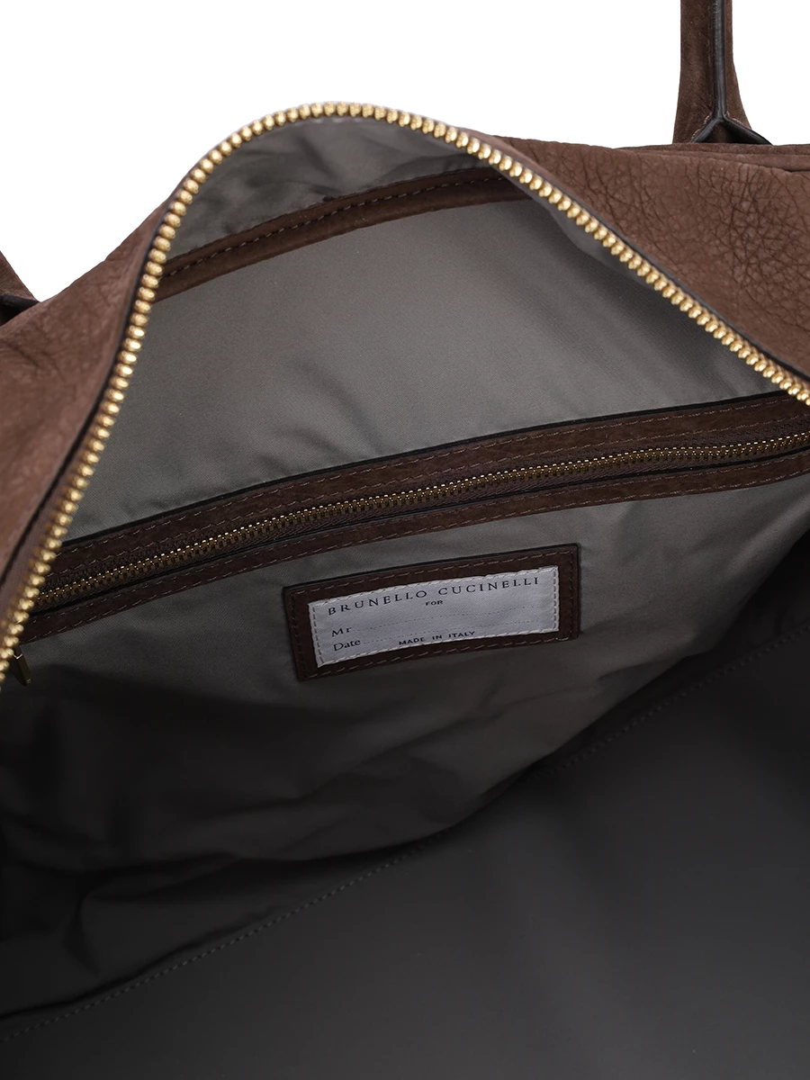 Сумка из нубука Weekender BRUNELLO CUCINELLI MBEPU428 C1035 Коричневый  Фото 4