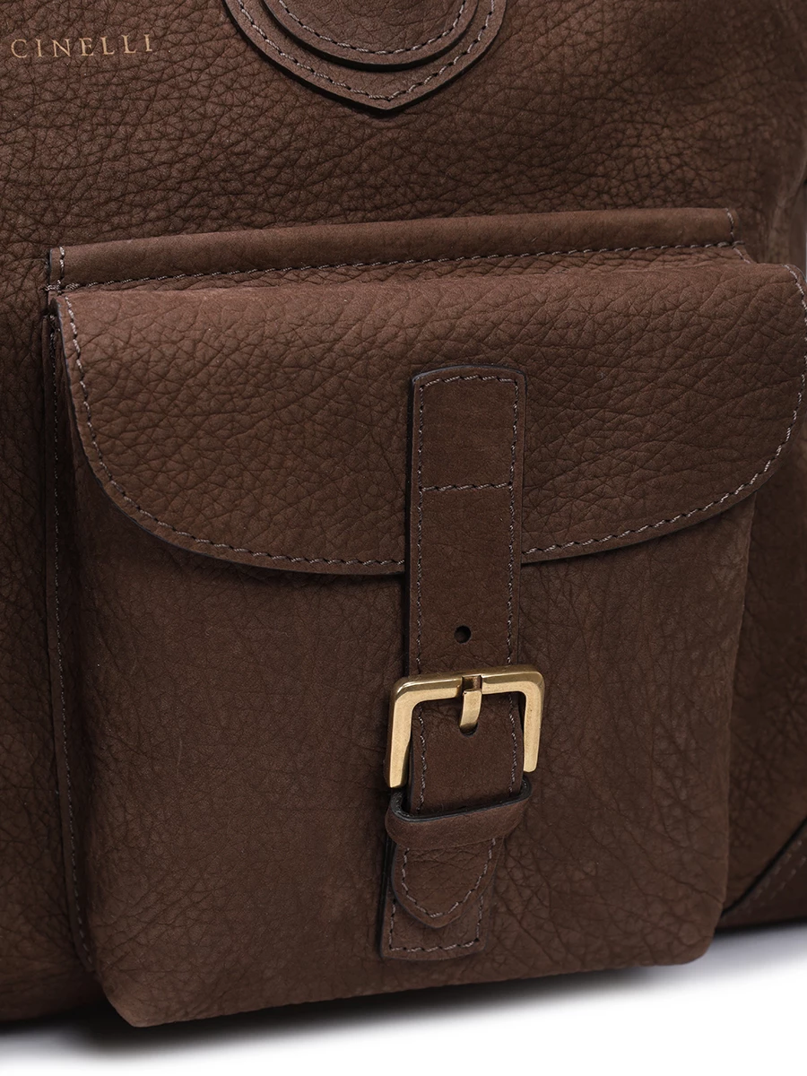 Сумка из нубука Weekender BRUNELLO CUCINELLI MBEPU428 C1035 Коричневый  Фото 5