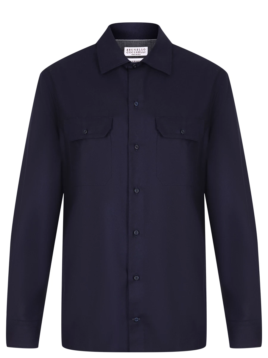 Рубашка Regular Fit шерстяная BRUNELLO CUCINELLI M038P0720 C331 Синий 