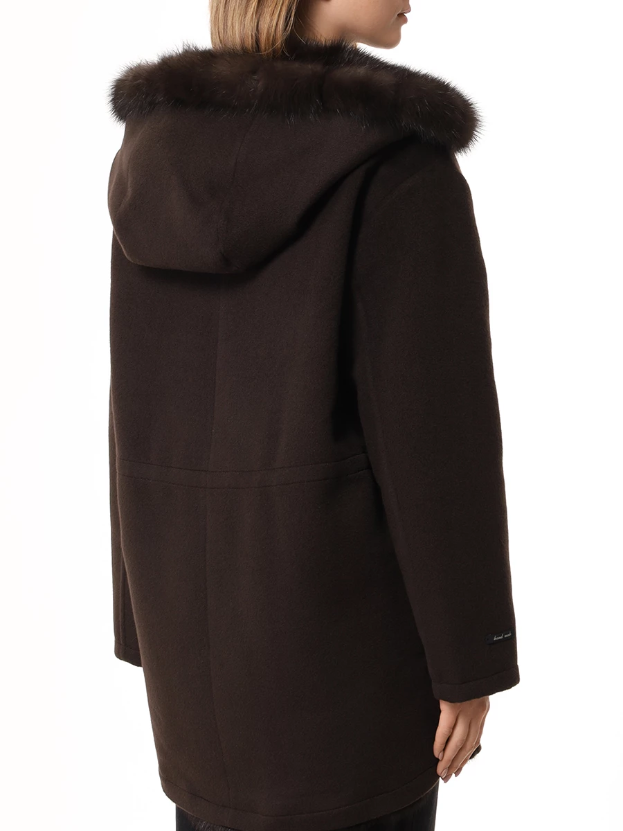 Пальто с мехом соболя MANZONI 24 24M495-ZDB1 Коричневый  Фото 3