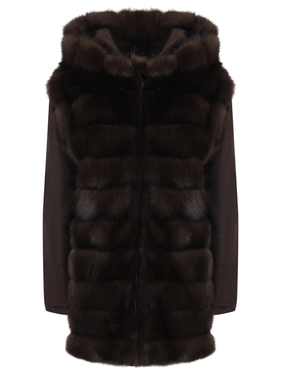Пальто с мехом соболя MANZONI 24 24M495-ZDB1 Коричневый  Фото 7