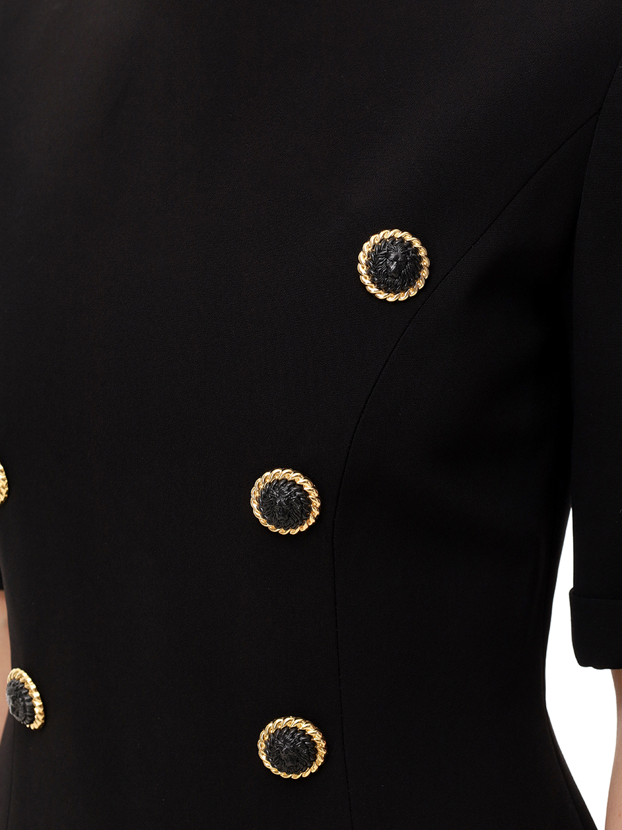 Платье из вискозы BALMAIN DF1R7330VB00 0PA Черный  Фото 5