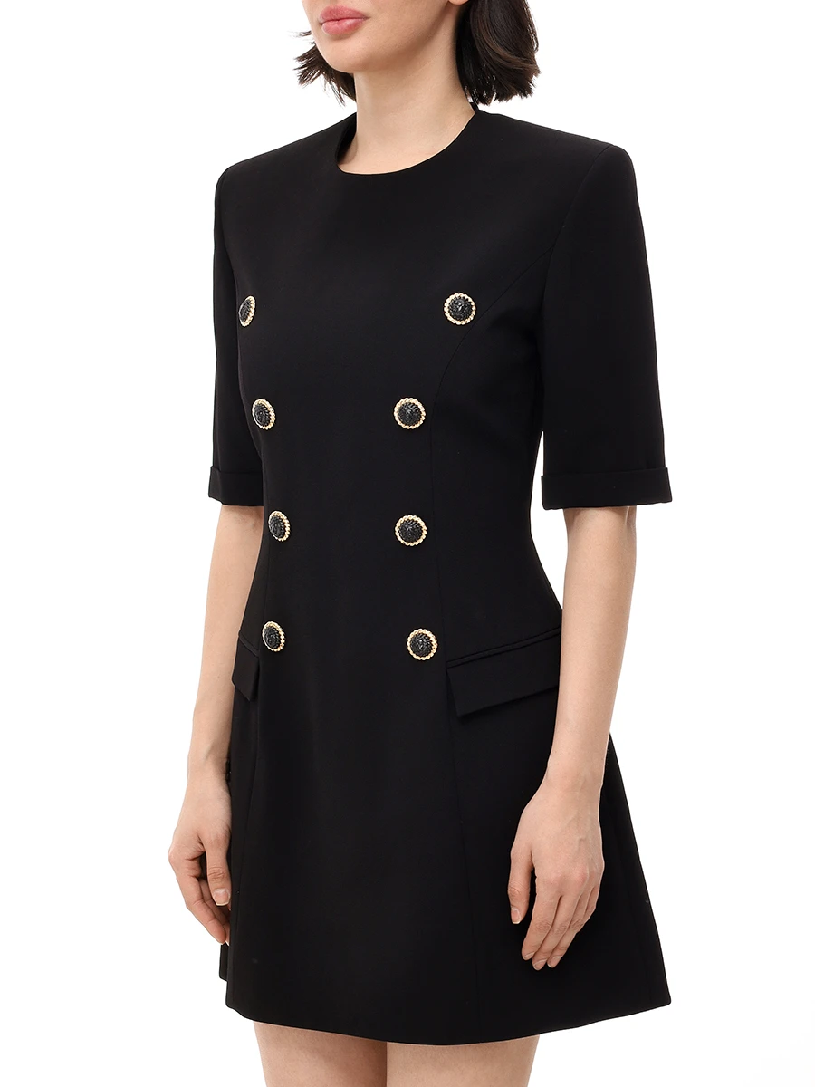 Платье из вискозы BALMAIN DF1R7330VB00 0PA Черный  Фото 4