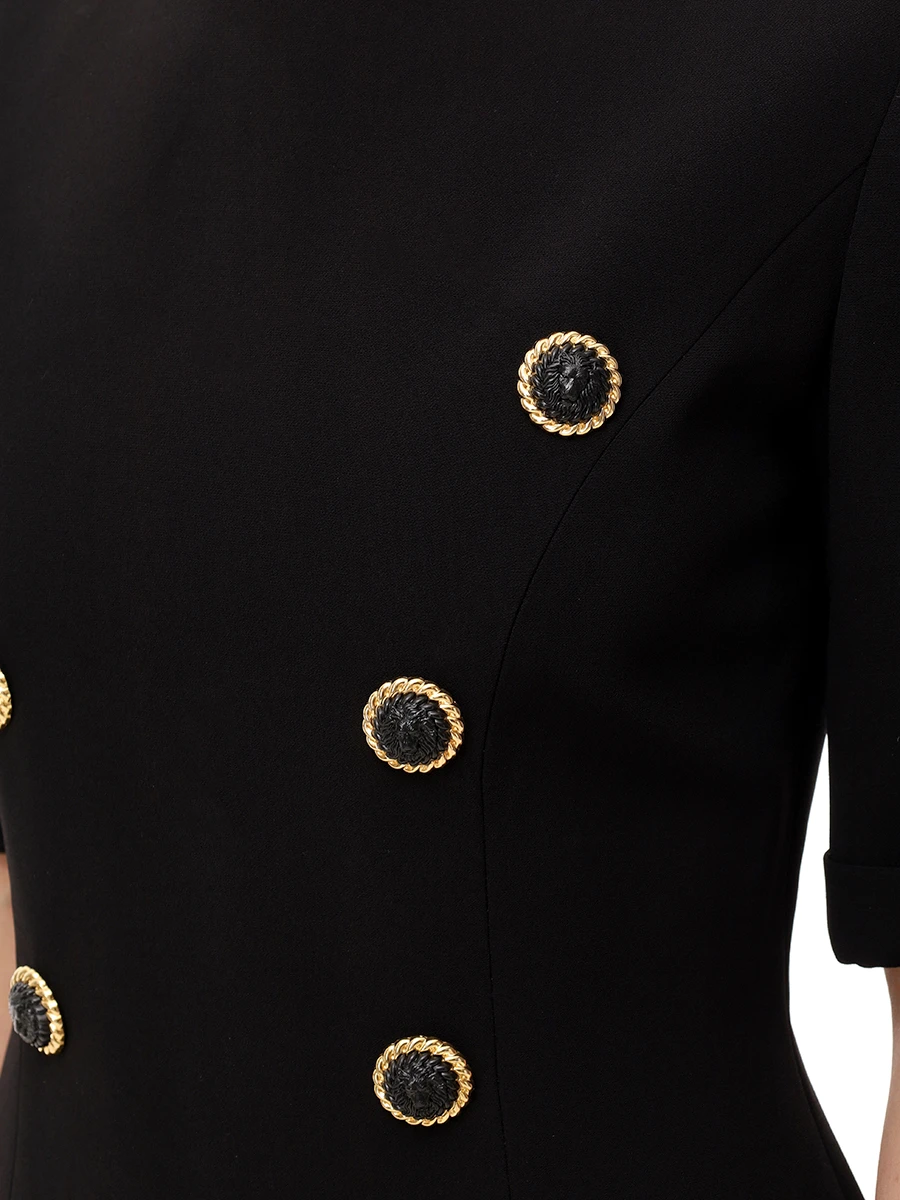 Платье из вискозы BALMAIN DF1R7330VB00 0PA Черный  Фото 5