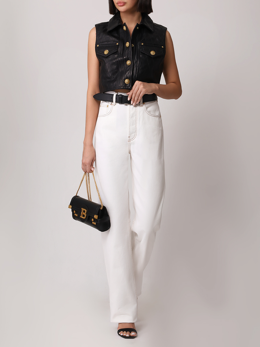 Жилет кожаный BALMAIN DF1SA330LD01 0PA Черный  Фото 2