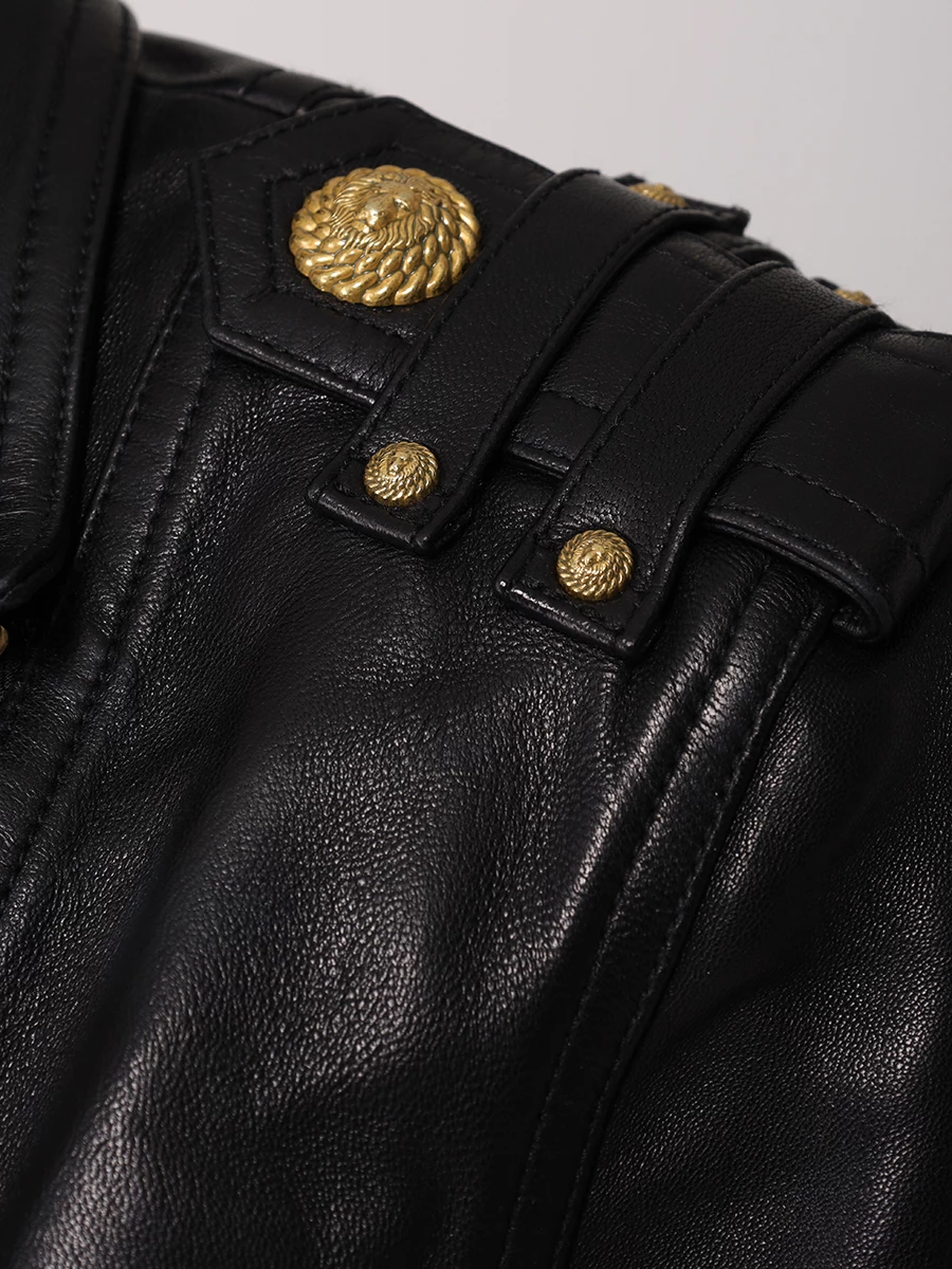 Куртка-косуха кожаная BALMAIN DF1TD205LC62 0PA Черный  Фото 5