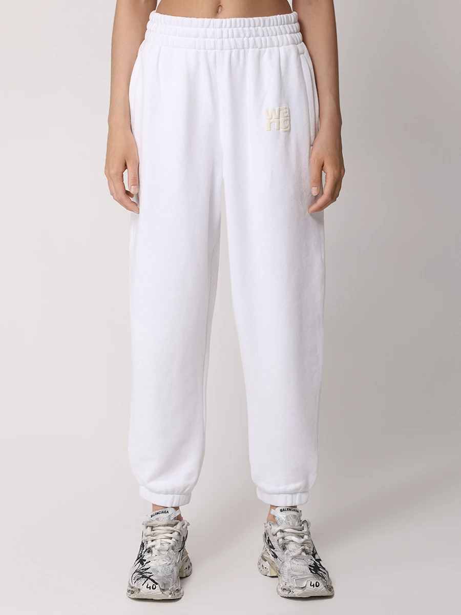 Брюки хлопковые ALEXANDER WANG 4CC3244399 100 Белый  Фото 4