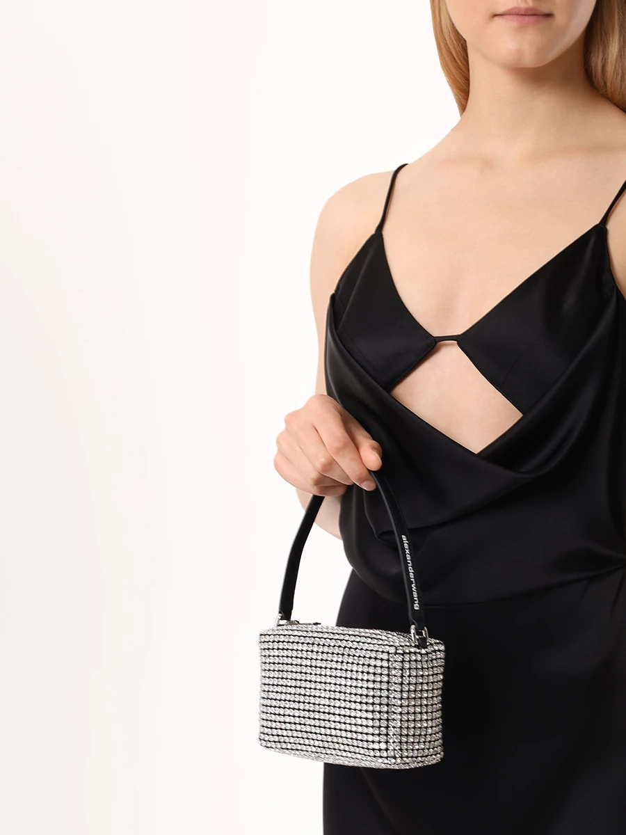 Сумка со стразами ALEXANDER WANG 2019P0813J 100 Серебряный  Фото 2