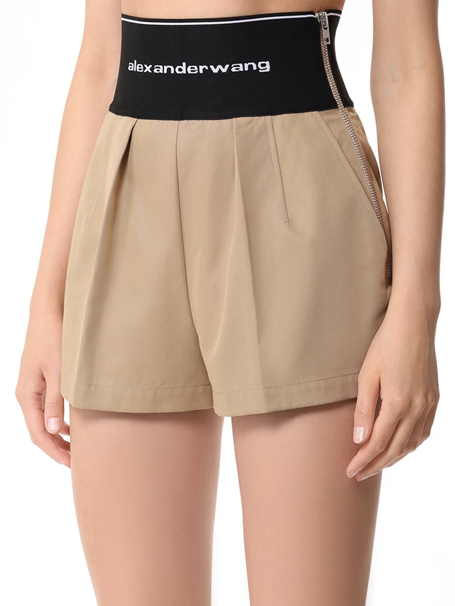 Шорты хлопковые ALEXANDER WANG 1WC1224450 282 Бежевый  Фото 4