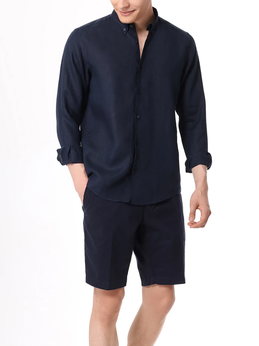Шорты Slim Fit хлопковые BOSS 50512524/404 Синий  Фото 2