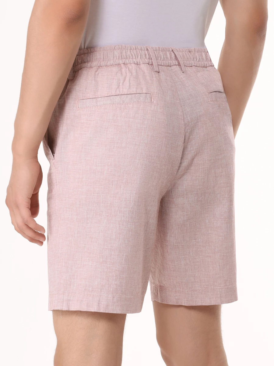 Шорты Regular Fit из хлопка и льна BOSS 50512555/248 Бордовый  Фото 3